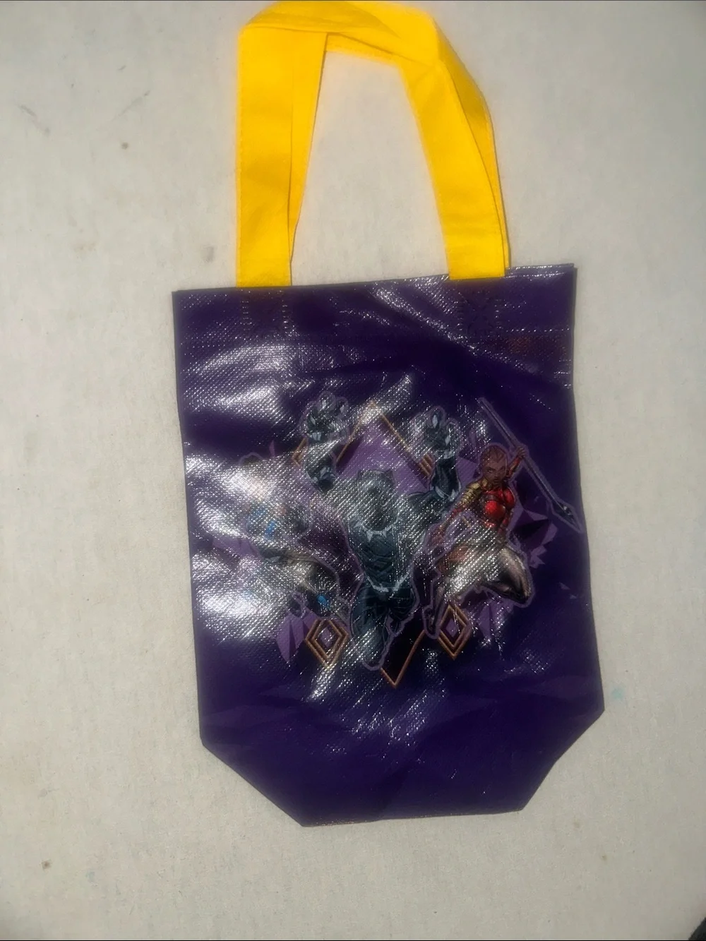 Vintage Collectible Marvel Purple Tote Bag with Yellow Handles Avengers